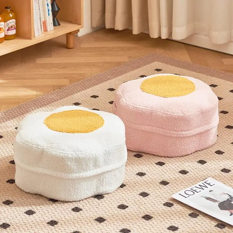 *modern Home Decor Upholstered Round Ottoman Accent Stool For Living Room Bedroom Coffee Table