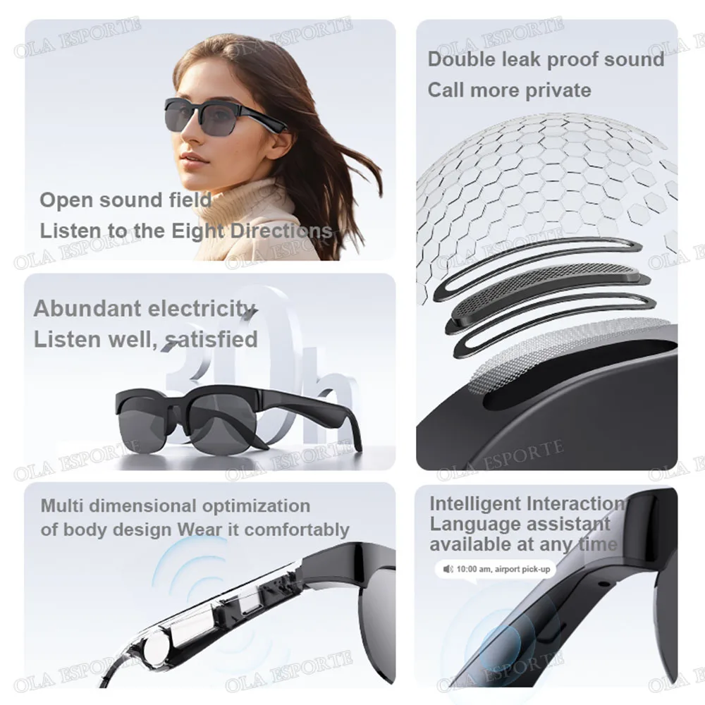 New Camera Control Smart Glasses 2026 Music Sunglasses Headphones Wireless Bluetooth Call Headset HIFI Audio glasses For Android