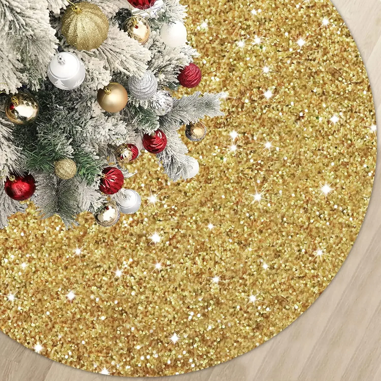 Christmas Tree Skirts Round Living Room Sequined Tree Skirts Carpet Floor Mat Xmas Festive Home Christmas Tree Decorations