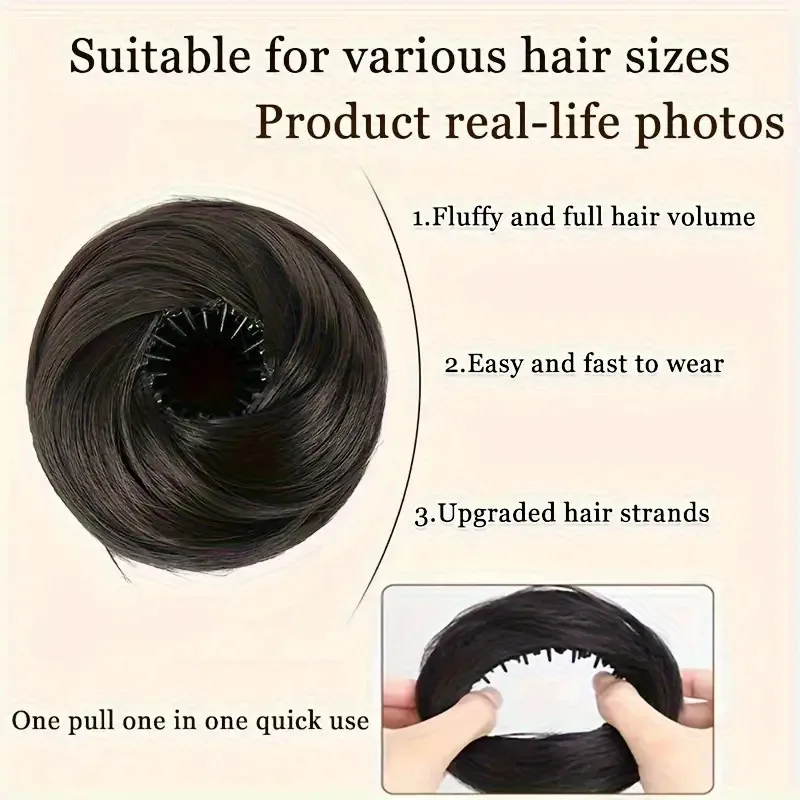 Fabricante de coque mágico feminino – clipe updo de um toque, fabricante de coque de cabelo de fibra resistente ao calor para rabo de cavalo, pães, eventos formais