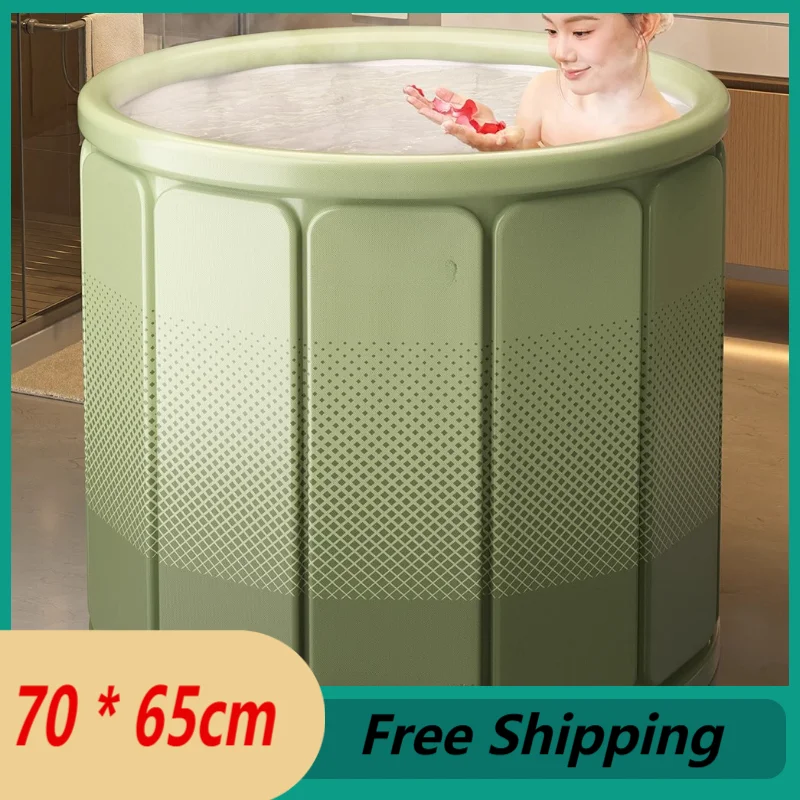 

Green Foldable Bath Tub Portable Bathtub 70 * 65cm Thickened Portable foldable PVC bathtub Long Temperature Locked Bathtub
