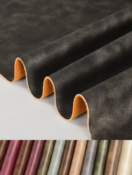 Thickened PU Leather Fabric 1mm Retro Fried Color Soft Elastic Home Decoration Background Package Bags by Half Meter