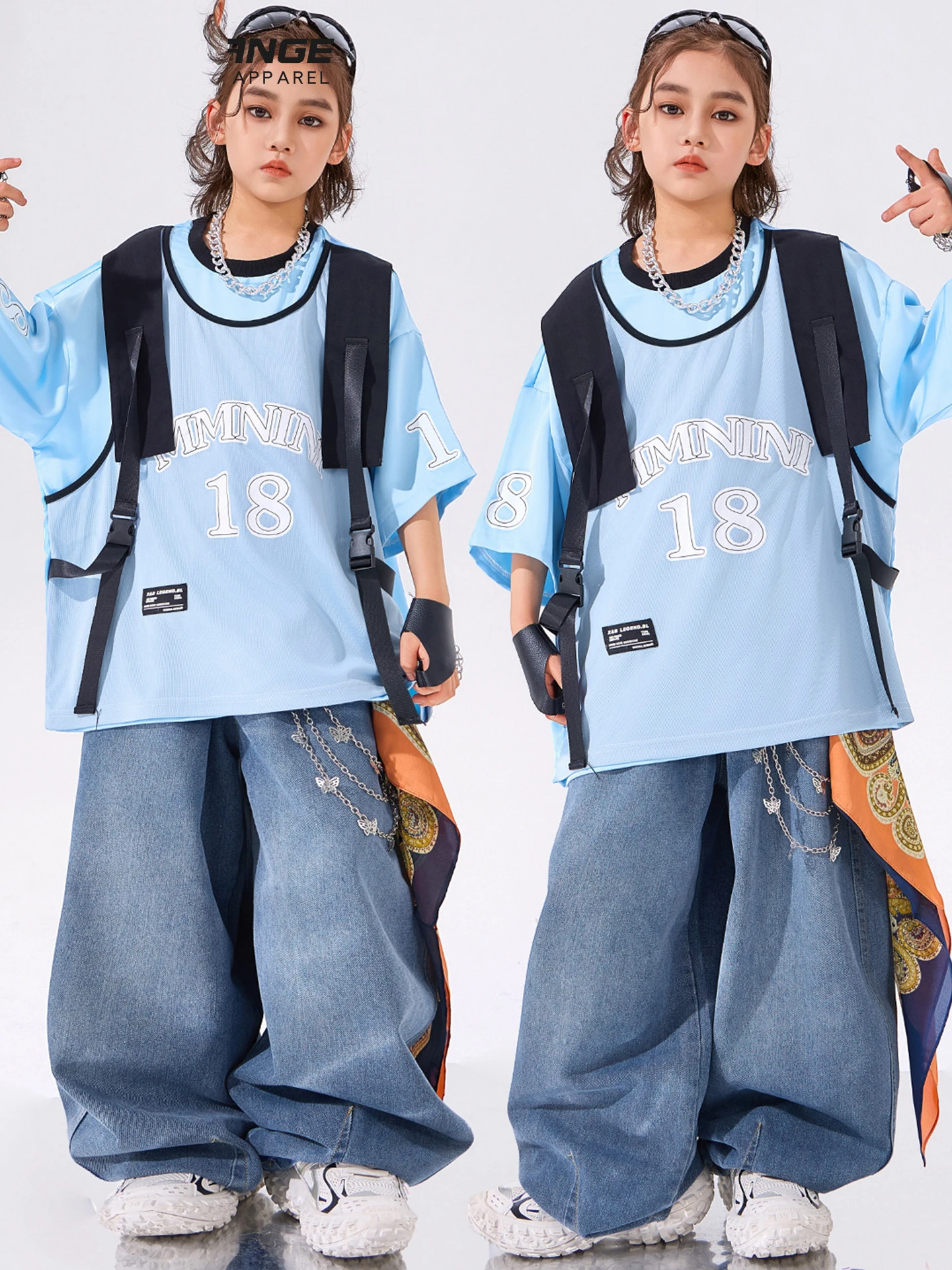 

2026 Children Ballroom Hip Hop Dance Costumes For Kids Loose T-Shits Hiphop Pants Kpop Clothing Girls Boys Jazz Wear DQS22339