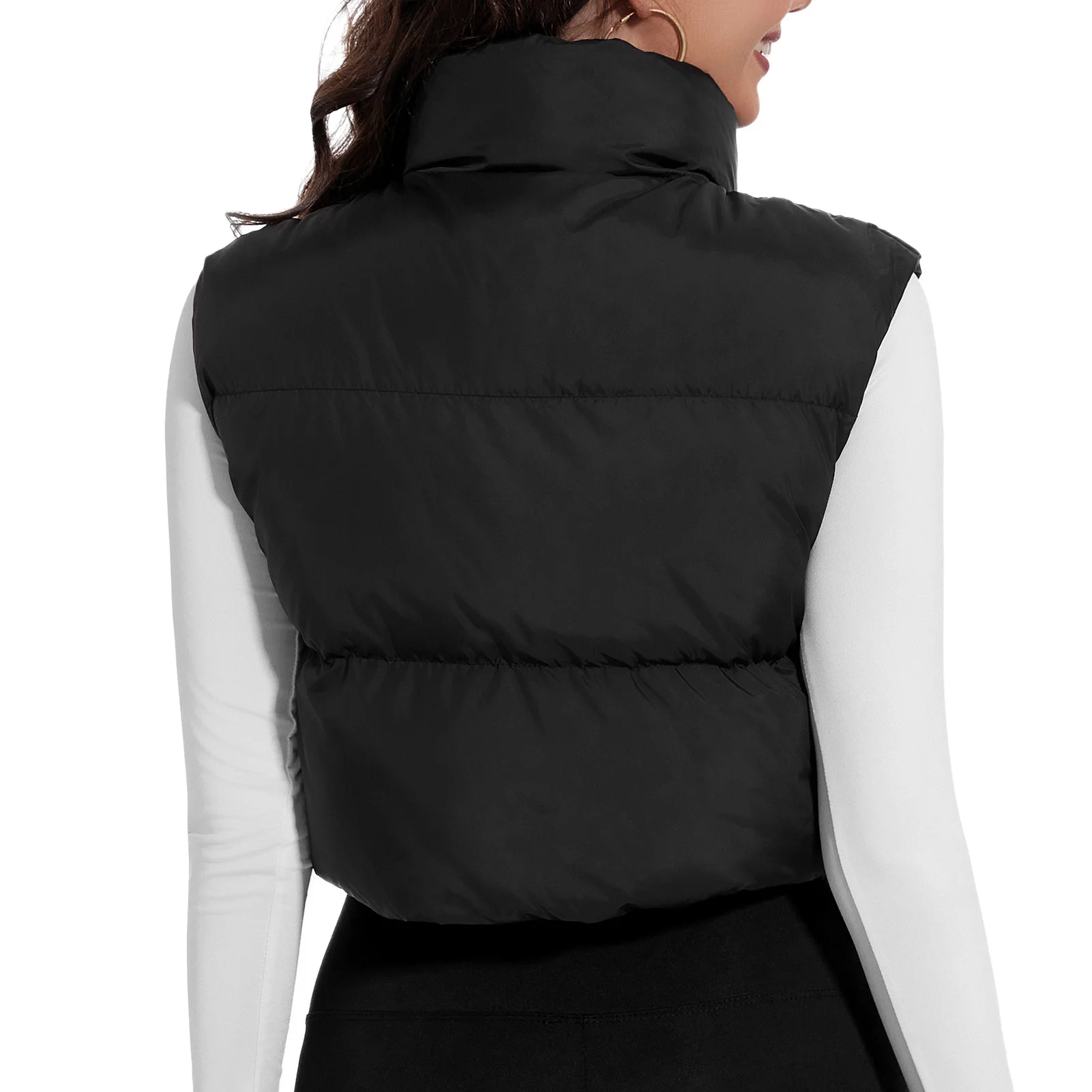 UVSAI Women’s Crop Puffer Vest Stand Collar Sleeveless Zip Up Vest Lightweight Padded Gilet