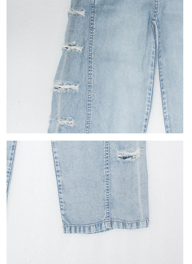 Jeans für Teenager-Mädchen mit seitlichen Löchern, lässige Mode, Sommer, Kinder, weites Bein, zerrissene Jeanshosen, Schulhosen aus Denim, 10-12 Jahre – Detail 12
