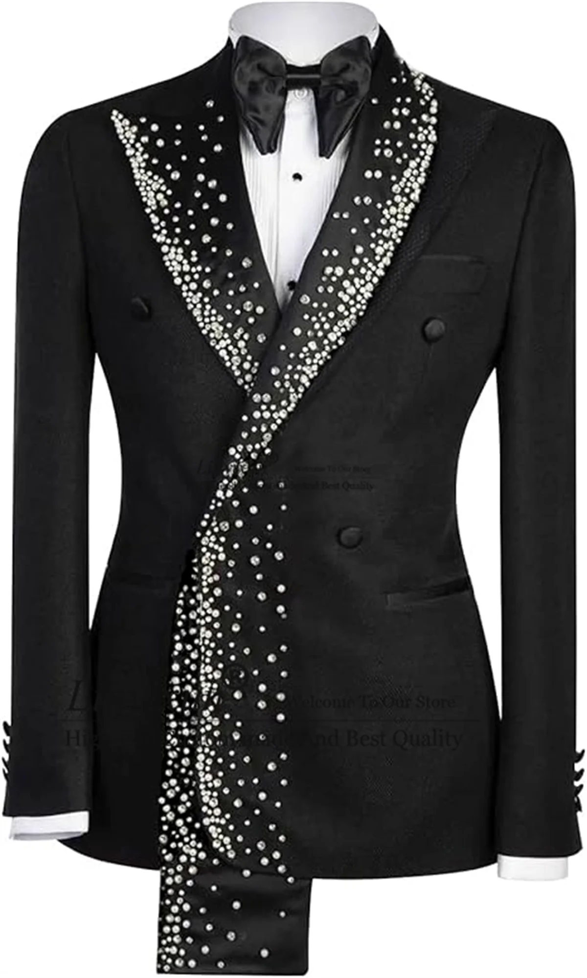 

Glitter Metal Embellished Men Suits Customized High End Wedding Blazers Outfit 2 Pieces Sets Slim Fit Groom Tuxedos ropa hombre