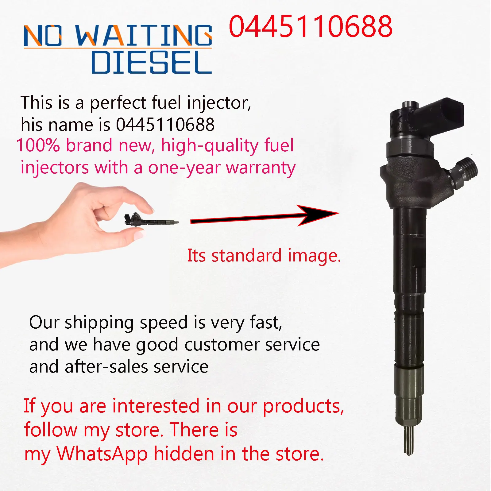 

0445110688 Common Rail Diesel Fuel Injector 0 445 110 688 Auto Nozzle 03L130277J 03L130277Q For Bosch VM AMAROK 2.0/CADDY/GOLF