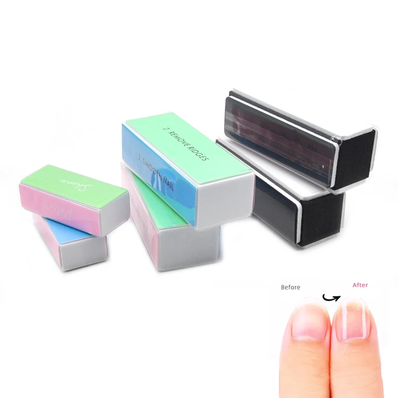 10 Pcs/lot Nail Buffer Sponge Buffing Blok File Kuku 4 Langkah Grinding Polishing Kuku File Manikur Aksesoris Kuku Alat Salon