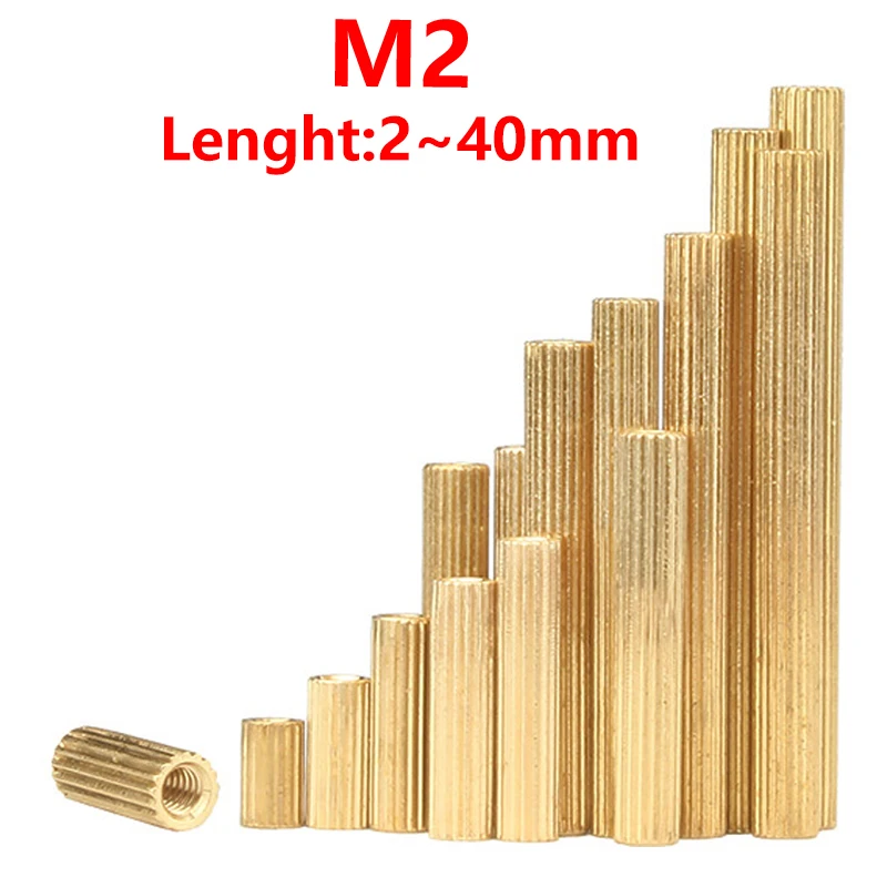 M2 Brass Round Knurl Hollow Bolt Screw Nut Male Female Standoff Stud Board Metric Threaded Pillar PCB Motherboard Spacer