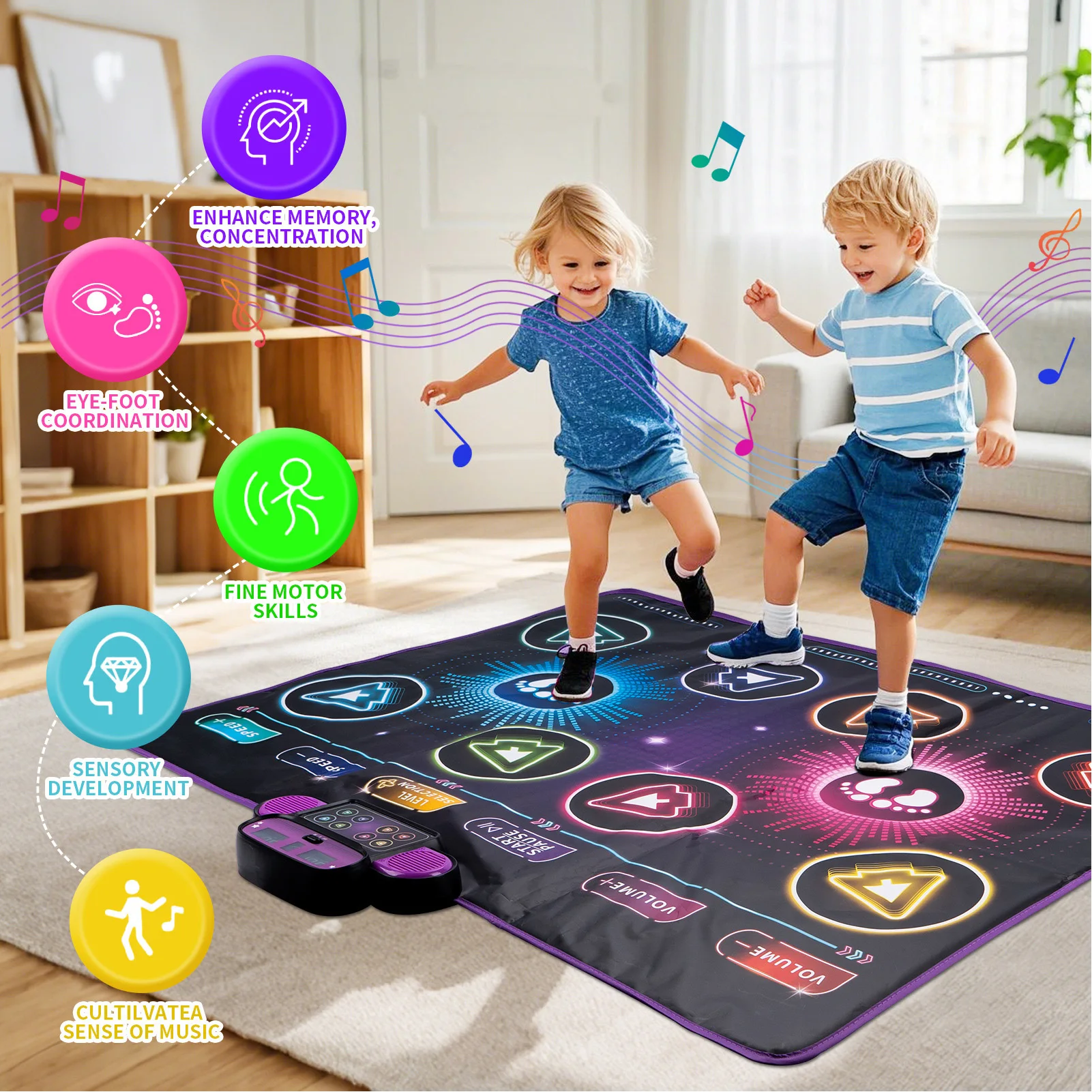 

【HOT】Dance Game Mat Electronic Dance Mat Built in Music Dual Player Interactive Dance Game Pad for Home Use