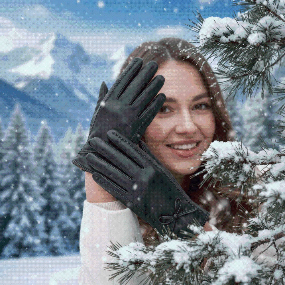 Fleece Lined Leather Gloves Korean Style Anti-splash Water Touchscreen Gloves Soft Texture Classic Black Warm Gloves Riding