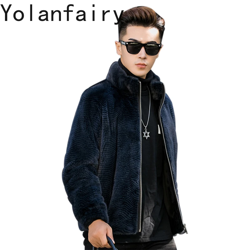

YOLANFAIRY High-end Natural Fur Coat Man Real Mink Jacket Stand Collar Luxury 2025 Winter Short Whole Mink Fur Coats and Jackets