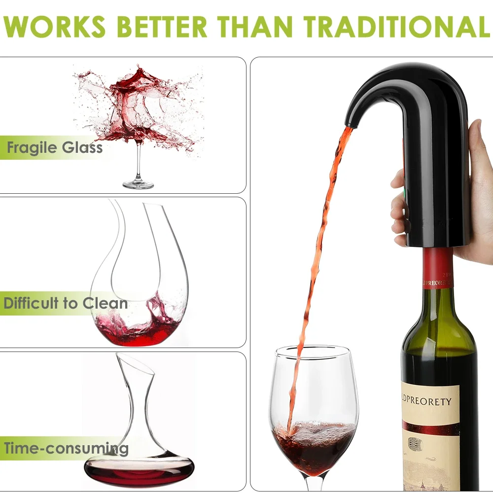 USB Rechargeable Electric Wine Pourer Wine Aerator Portable Pourer Instant Wine Decanter Dispenser Pump One-Touch Automatic