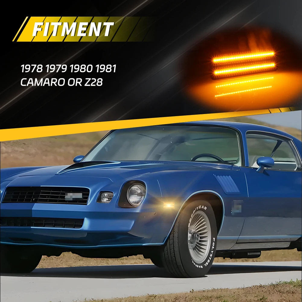 2 قطعة المصد الأمامي الجانب ماركر ضوء بدوره مصباح إشارة عاكس الحاجز ضوء ث/LED ل 1978 1979 1980 1981 شيفروليه كامارو Z28