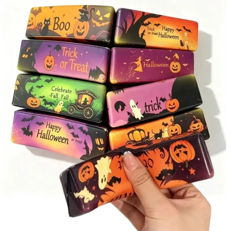 2PCS Halloween Butter Sticks Squishy Toys Pumpkin Hot Happy Halloween Printed Butter Squeeze Toys Stress Relief Party Favors ﻿