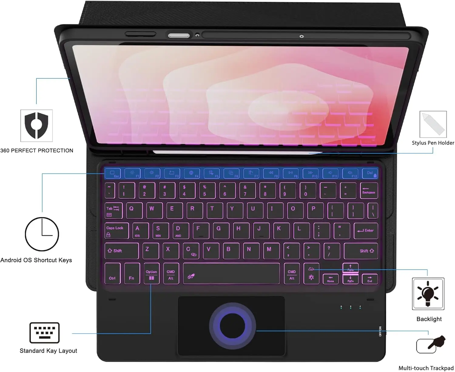 Case for Samsung Galaxy Tab S11 11 Inch 2025, Wireless Bluetooth Keyboard Cover for Galaxy Tab S11 11-Inch Tablet Case