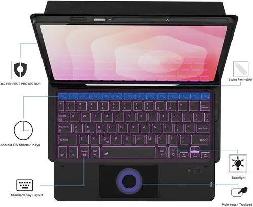 Imagen 2 del producto Funda para Samsung Galaxy Tab S11 11 pulgadas 2025, funda con teclado inalámbrico Bluetooth para Galaxy Tab S11 Funda para tableta de 11 pulgadas