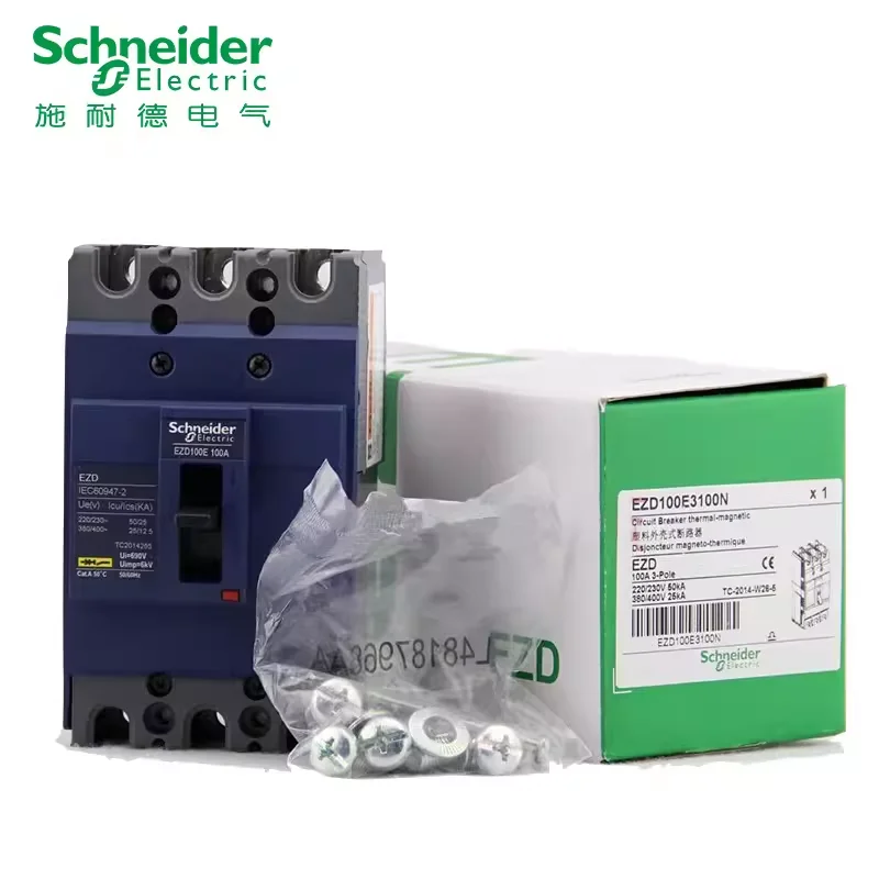 New genuine Schneider molded case circuit breaker air switch EZD100E 3P 4P 100A200A~630A three-phase main switch