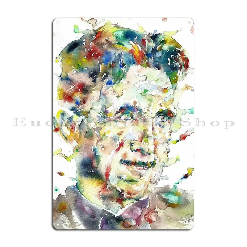 George Orwell Watercolor Portrait 3 Metal Signs Bar Cave Customize Party Design Home Tin Sign Poster