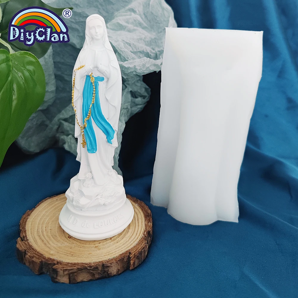 3D Virgin Mary Model Silicone Mold Nun DIY Making Handmade Crafts Gypsum Aromatherapy Cement Clay Mould Home Decorate Tools