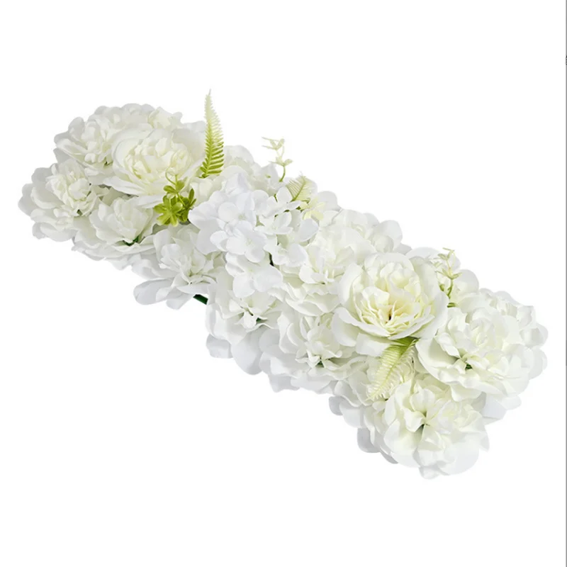 25x50cm White Wedding Flower Wall Arrangement Supplies Silk Rose Artificial Floral Row Decor Marriage Arch Backdrop Flower Row