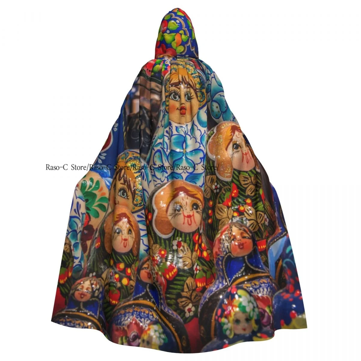 Hooded Cloak Unisex Cloak with Hood Russian Matryoshka Pattern Cloak Vampire Witch Cape Cosplay Costume