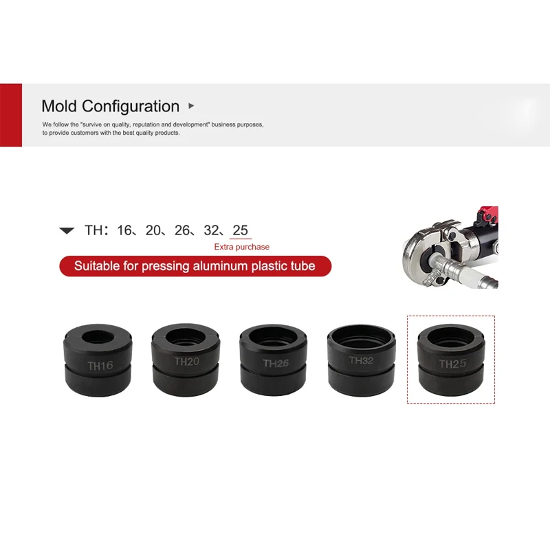 TH Mould 16, 20, 25, 26, 32mm Hydraulic Pressure Pipe Clamp Mould GC-1632 TH Type Die Pipe Crimping Tool Jaws CW-1632 and GC-152