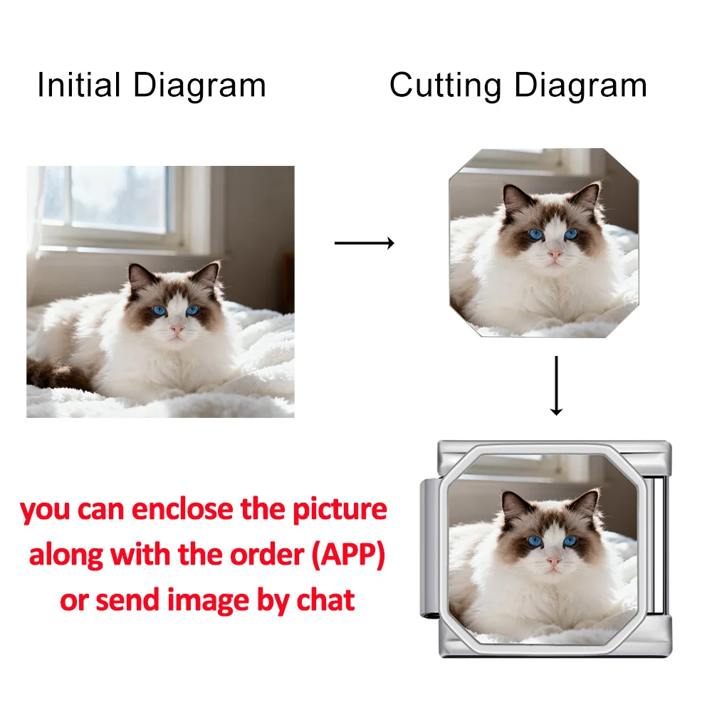 Différentes formes en vrac personnalisé personnalisation Image photos lien de charme italien ajustement 9mm en acier inoxydable Bracelet à bricoler soi-même bijoux