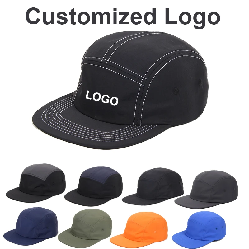 Customized Logo 5-Panel Skateboard Cap Quick-drying Anti-splashing Nylon DIY Large Size Men Women Hats Flying Hats Camping Hats