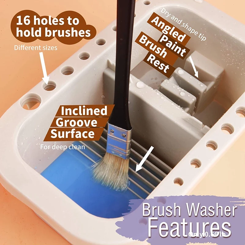 Brush Washing Bucket Multi-Use Paint Brush Basin With Art Palette Brush Holder Art Supplies Brush Washing Tool