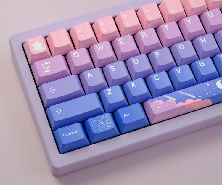 136 Keys Star Moon Gradient Keycaps Cherry Profile PBT Dye Sublimation Mechanical Keyboard Keycap For MX Switch GK61/64/75