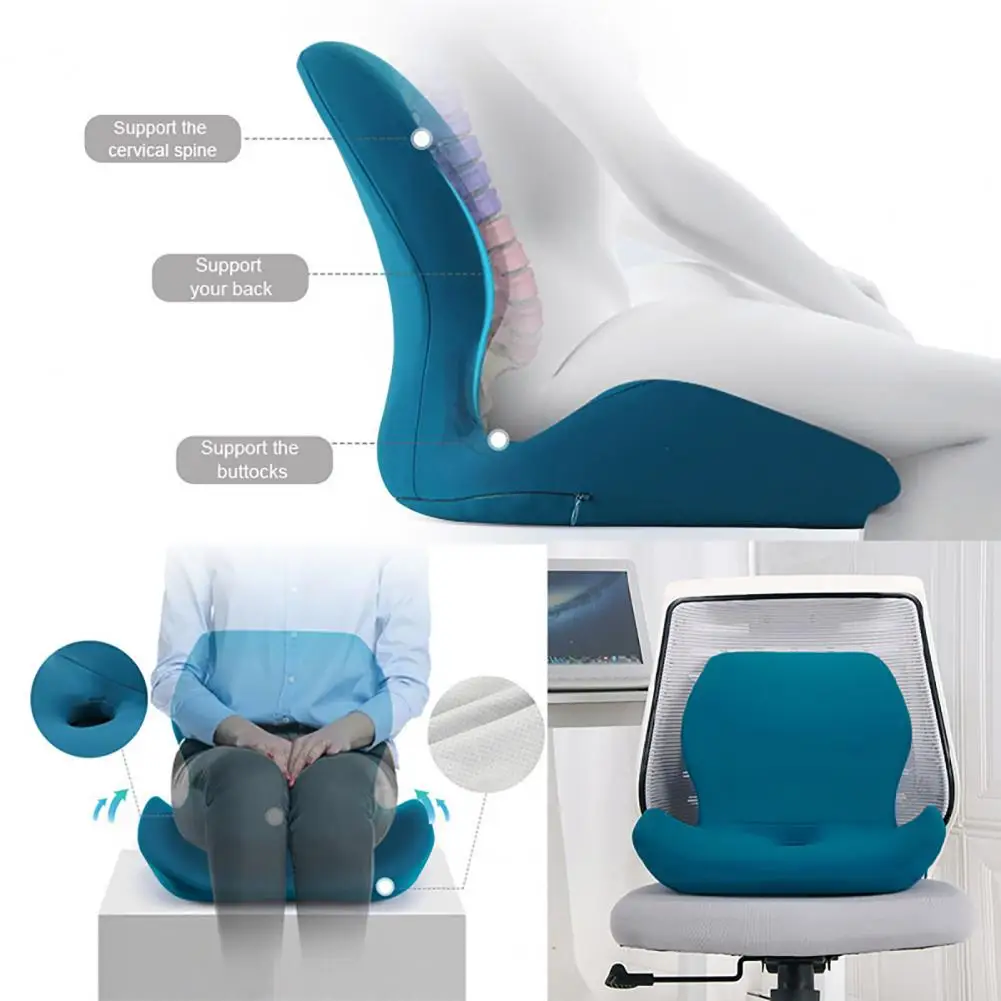 Wheelchair Seat Cushion One-piece Seat Cushion Memory Foam Seat Cushion with Ergonomic Design One-piece Waist for Comfort