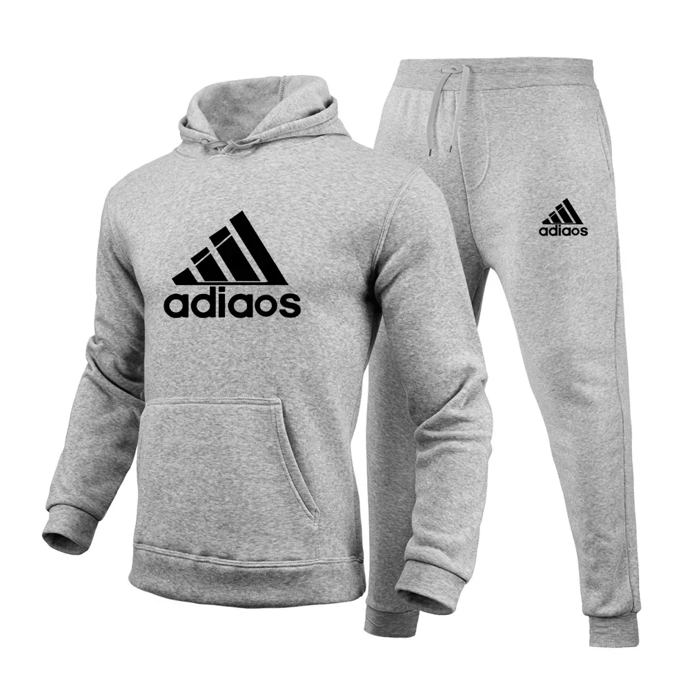 Men\'s Tracksuit Hooded Sweatshirt+Sweatpants 2 Pcs Sets Sports Suit Casual Jogger Sportswear 2 Piece Male Fleece Streetwear Sets