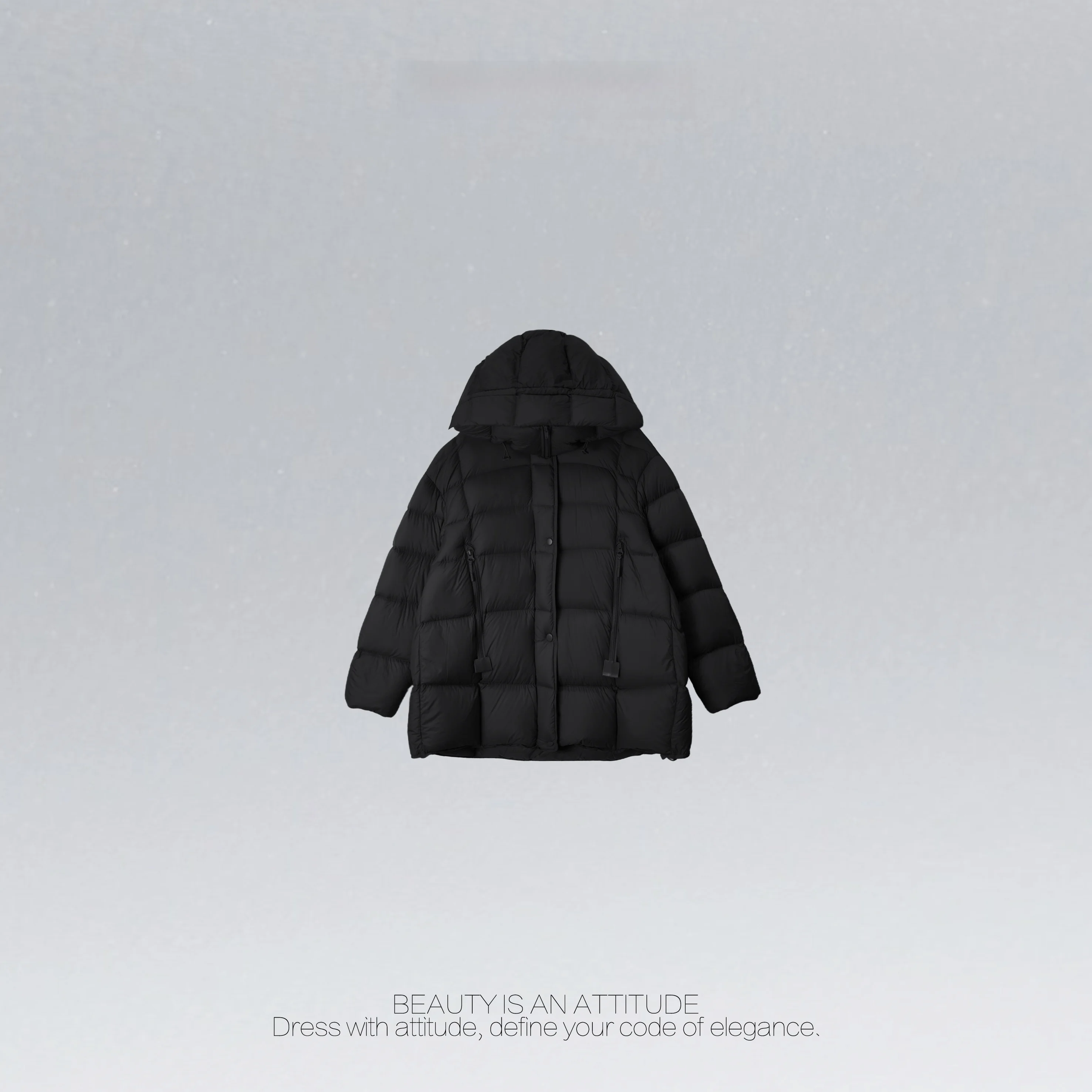 

Warm Thi Winter down Jaet with Hood White Goose down Button up Sle Stand 90 Nylon Fabric Regular Length Nylon