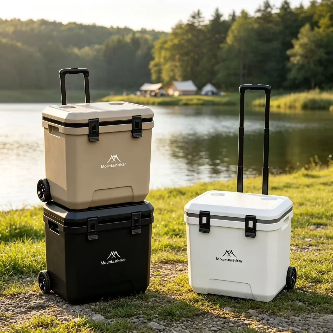 MOUNTAINHIKER 2026 New 36L Portable Outdoor Refrigerator with Trolley Wheels Warm Box BBQ Car Pulley Travel Essential Incubator