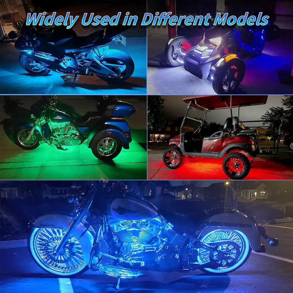 12V Motorcycle Led Light Multi-Color Atmosphere Light Sound Control Decorative Neon Lamp For Harley Yamaha Honda Kawasaki Suzuki