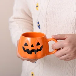 1pc 400ml Halloween Pumpkin Mug Decor Halloween Pattern Mug Ceramic Cute Pumpkin Coffee Cup compleanno Tabletop Drinkware Gifts