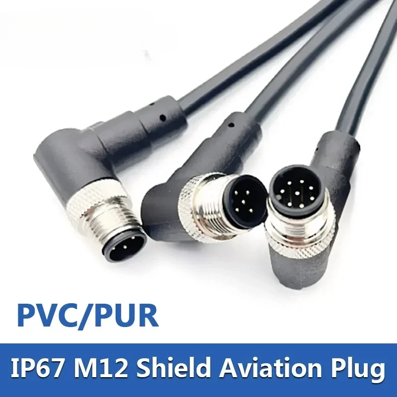 Waterproof M12 4 Pin 5pin 8pin 12 pin Connector with Wire Male Female Aviation Plug PVC PUR Shield Sensor Extension Cable 1M 5M