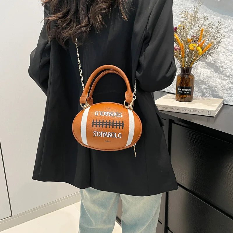 

Fashionable Crossbody Bag for Women, Football Style, Shoulder Bags, Rugby Style Purses and Handbags, Leather Designer Ball Tote