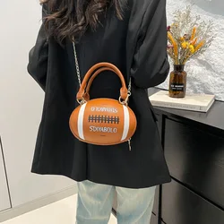 Fashionable Crossbody Bag for Women, Football Style, Shoulder Bags, Rugby Style Purses and Handbags, Leather Designer Ball Tote