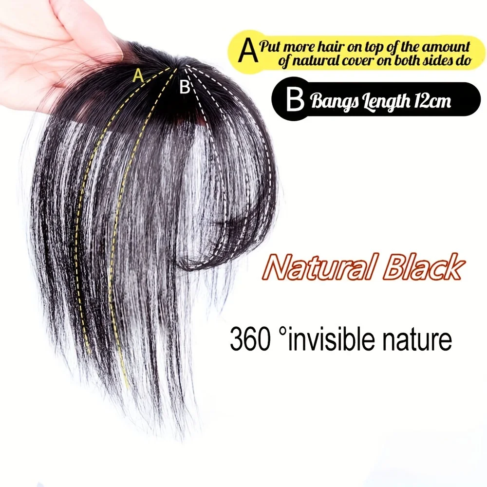 Flequillo de pelo 3D con patillas, extensiones de pelo sintético con clip, flequillo falso, elegante, accesorios para el cabello para mujeres y niñas