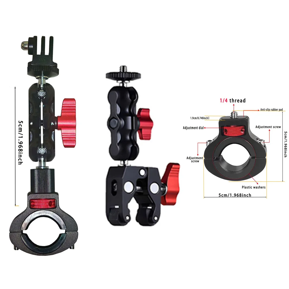 Uchwyt motocyklowy na kierownicę GoPro, podwójny klips krabowy do kamery Insta 360 X5 X4 DJI OSMO, akcesoria do kamer sportowych — zdjęcie produktu 6
