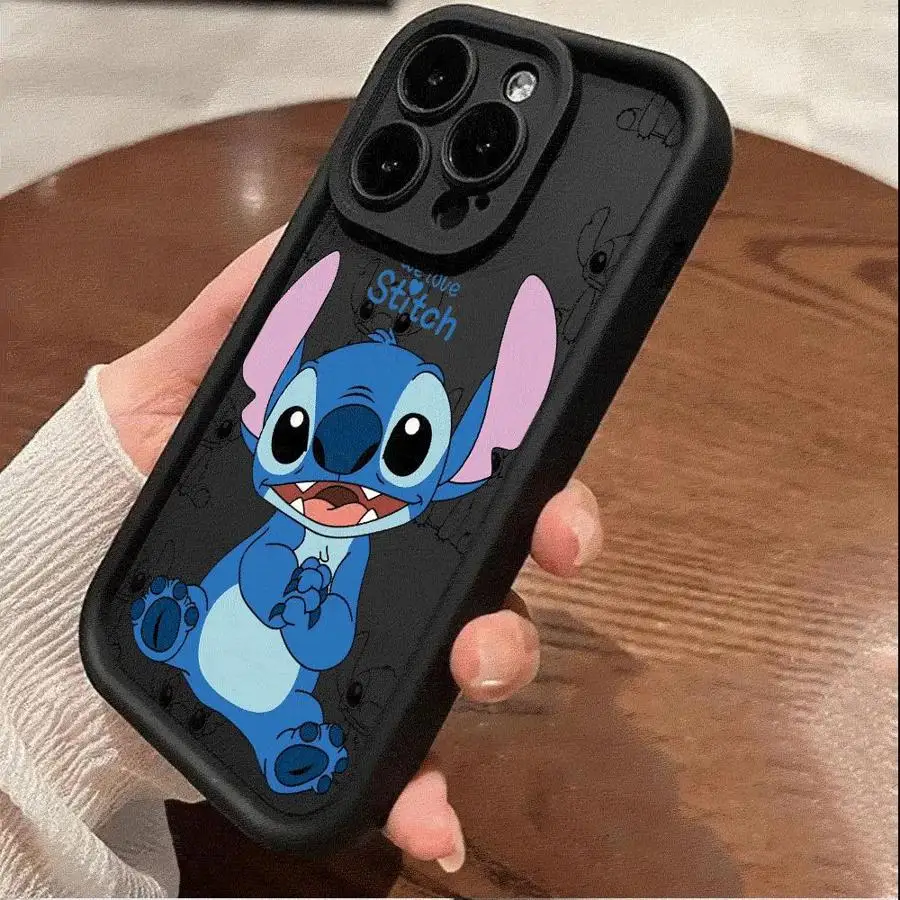 Case for Apple iPhone 11 15 Pro Max 14 Plus 13 12 16 Shockproof Protective Silicone Funda Phone Cover Disney Cute Stitch Shell