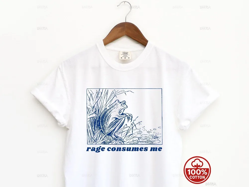 Rage Consumes Me Shirt Funny Frog Meme Tee Retro Line Art Sweatshirt Weirdcore Aesthetic Gift Top