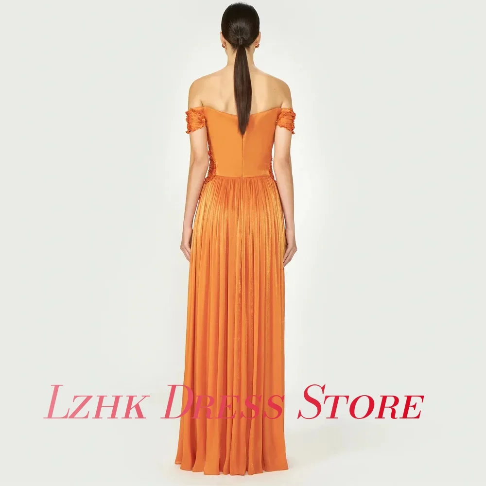 Vestido de noche personalizado de Organza con temperamento, corte en A, hombros descubiertos, flores, cristal, Sexy, manga corta, cuello barco, vestidos de graduación