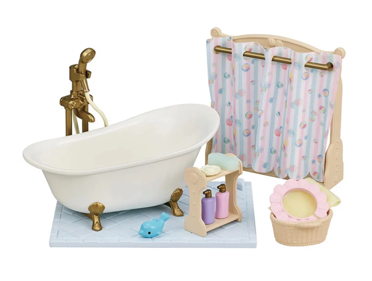 Sylvanian family-Conjunto de baño y bañera, accesorios originales, ropa, muebles, casas de juegos, juguete de Año Nuevo, 2023