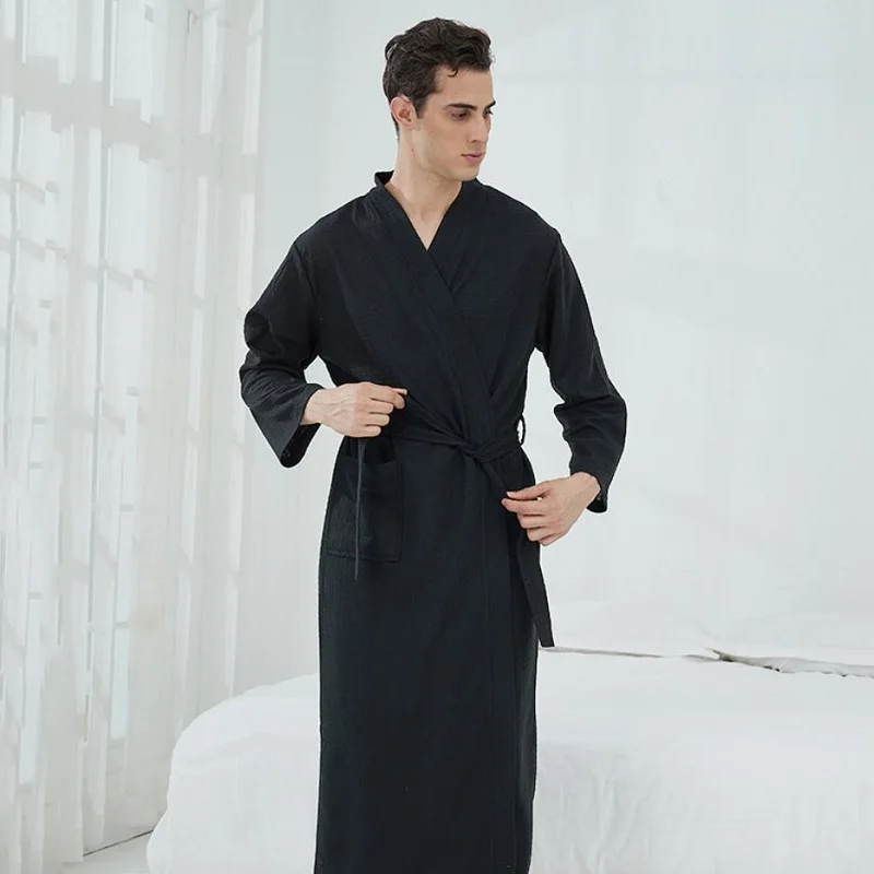 Bathrobe for Men Woman Long Absorbent Terry Bath Robe Kimono Men Towel Bathrobe Solid Sleepwear Women Dressing Gown