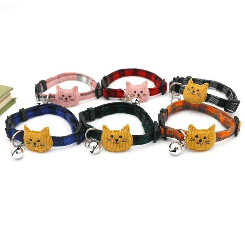 Pet Supplies Cat Plaid Collar Bell Collar Bow Tape Cat Deduction Multi-color Optional Comfortable Cat Necklace Pet Accessories