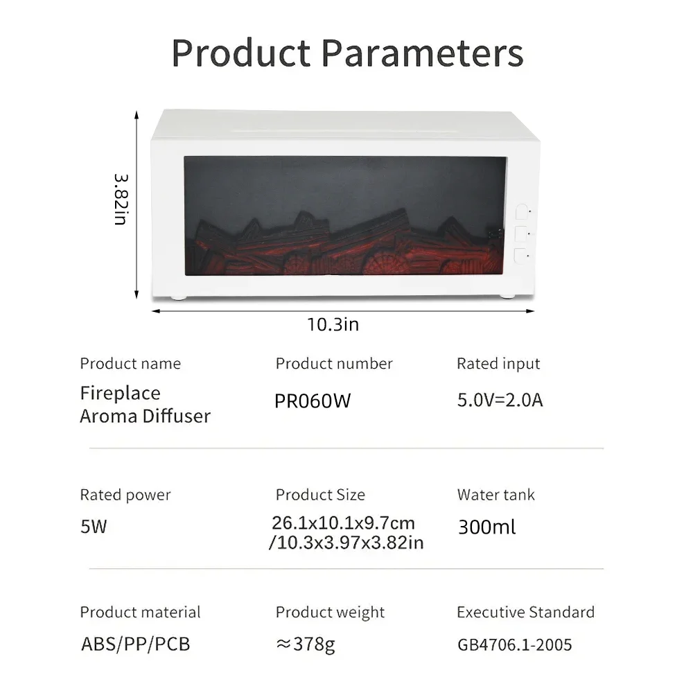 300ml Fireplace Flame Diffuser with Remote  7 Soothing Colors, Timer, Auto-Off for Safety  Aromatherapy for Home, Unique Christm