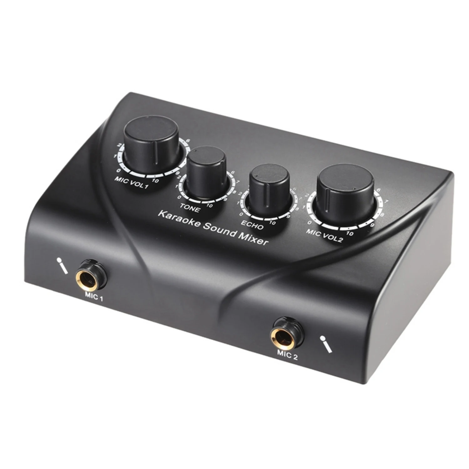 Portable Dual Mic Inputs Audio Sound Mixer For Amplifier & Microphone Karaoke Ok Mixer Black Eu Plug